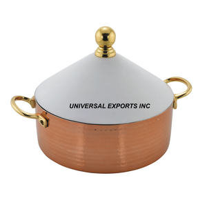 Juego de tres ollas calientes de metal de excelente calidad cazuela de diseñador hecha a mano clásica elegante nuevo calentador de alimentos de metal - Product Image 3