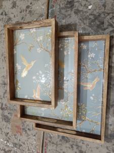 Elegant Chic Set of 3 Rectangle Mango Wood Serving Trays with Resin Inlay Versatile Various Sizes for Serving Various Needs - Product Image 2