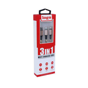 Custom Printed Paper Packaging Box with <b>Plastic</b> Blister Tray for USB Charging Cable - Product Image 1