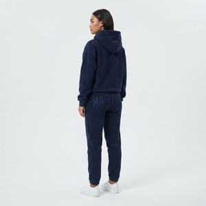 Womens Navy Blue Fleece Hoodie Tracksuit <b>Set</b> Pullover Sweatshirt <b>Jogger</b> Pants <b>Matching</b> Casual Streetwear Loungewear - Product Image 2