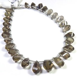 Perles de pierres précieuses en quartz fumé naturel 10-15 mm, gouttes torsadées, perles de pierres précieuses, brin de 9 pouces, briolette fantaisie, 27 pièces, pierres précieuses en vrac pour le bricolage - Product Image 5
