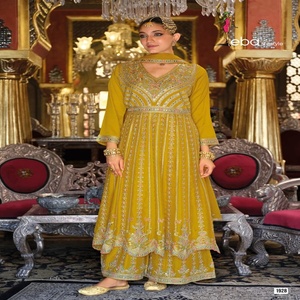 Vente chaude Chinon avec broderie travail Salwar costume fabricant et fournisseur de Surat au taux le plus bas - Product Image 1