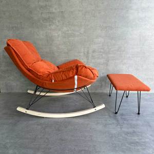 GTG68036 Midcentury Modern Design Rocking Chair Footrest Extendable Tufted Manual <b>Recliner</b> Metal Legs Foam Living Room Chair - Product Image 2