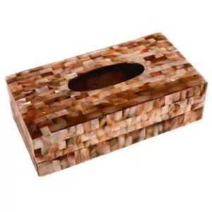 Servilletero de caja de pañuelos de nácar Rectangular Premium con función decorativa de mesa - Product Image 1