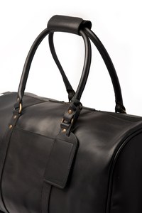 Leather Weekender Duffel Bag Black Zipper Closure Travel Luggage Durable Style - Product Image 3