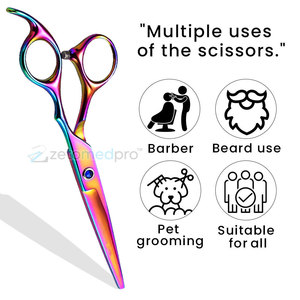 Ciseaux de coiffure professionnels pour salon, titane arc-en-ciel, ciseaux de barbier en titane arc-en-ciel pour la coupe de cheveux - Product Image 4