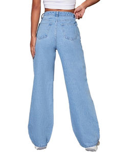 Wholesale New Woman's <b>Denim</b> Pants Fashionable Ripped Jeans Side Pocket Breathable Cargo Pant Jeans Plus Size Women's <b>Trouser</b> - Product Image 4