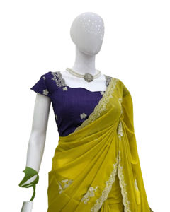 ELITE BRIDAL Ropa de boda india pakistaní Verano/Invierno Fancy Peso ligero Seda Tipo Sarees Samuthrika/Vasthra Kalas Estilo - Product Image 1