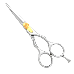 Ciseaux de coiffure en acier inoxydable de haute qualité, rasoir droit, ciseaux de coupe pour barbier, outil de salon de coiffure doré pour l'index - Product Image 1