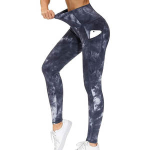 Pantalones de Yoga de cintura alta para mujer, mallas deportivas de secado rápido con patrón sólido, mallas ajustadas para correr - Product Image 1