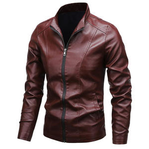 Veste pour hommes Automne Hiver Plus 8XL Taille Mode Hommes Vestes En Cuir Couleur Unie Fermeture Éclair Faux Cuir Casual PU Veste pour Hommes - Product Image 3