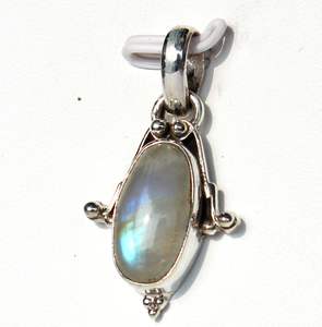 Réglage de la lunette pierre de lune brillante de créateur en argent Sterling 925 collier pendentif unisexe pierres de cristal de guérison naturelles - Product Image 3