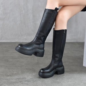 Bottes décontractées en cuir verni pour femmes, bottes hautes brillantes à bout pointu pour soirée - Product Image 2