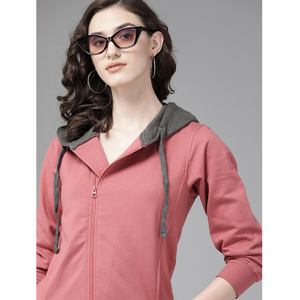 Sweat à capuche court élégant pour femme, à manches régulières, col côtelé, en molleton, avec sublimation et badge personnalisé, style streetwear et sportswear - Product Image 6