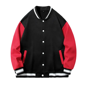 Veste universitaire pour hommes Blouson aviateur décontracté à manches en cuir Baseball Letterman - Product Image 1