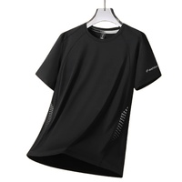 Camisetas de Verano para Hombre de Seda Helada y Algodón, de Alta Calidad, Manga Corta, Color Sólido, Transpirables, de Secado Rápido, Cuello Holgado, Estilo Casual