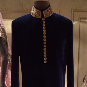 2022 Stylus Designer Zardozhi Embroidery Sherwani with Matching Shoes Plus Size Party-Wear/Wedding Ensemble - Product Image 1
