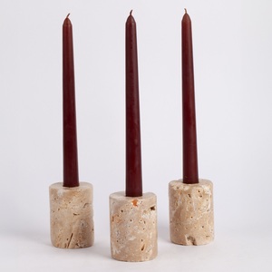 เชิงเทียนหินทราเวอร์ทีนแบบสามชั้น ดีไซน์ประติมากรรม งานแฮนด์เมด เพิ่มความหรูหราและความอบอุ่นให้กับการตกแต่งบ้าน - Product Image 6