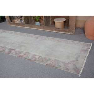 Alfombra turca Vintage moderna blanca de 2,5x10,7 pies de gran tamaño diseño de retazos lana ecológica pila media comedor decoración látex - Product Image 2