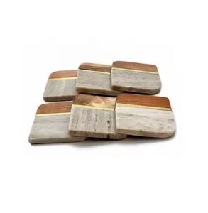 Dessous de verre en bois et en marbre marron et blanc de conception fantastique avec des sous-verres de vaisselle de longue durée de vie de qualité supérieure - Product Image 3