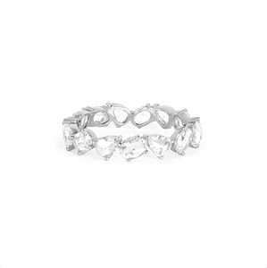 Bague en argent sterling 925 plaquée or 18 carats, sertie de zircons cubiques blancs, style éternité, pour femmes - Product Image 5