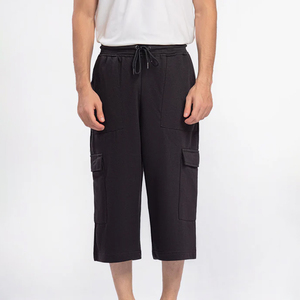 Personnalisé Vintage Baggy Toile Solide Hommes Plus La Taille High Street Style Cargo Shorts Taille Élastique Respirant Haute Qualité Huzaifa - Product Image 1