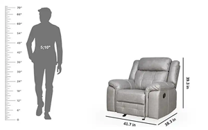 COLECCIÓN ITALIAN SILLA RECLINER MEDIO CUERO CON PLANEADOR - Product Image 6