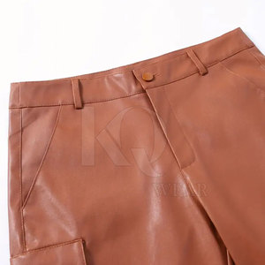 Wholesale <b>Men</b> Solid Casual <b>Leather</b> <b>Shorts</b> Trendy Slim Fit Eco-Friendly OEM Service Street Fashion Bottom Made in Pakistan - Product Image 3