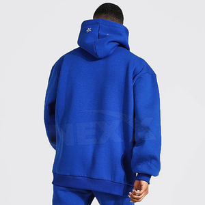 Survêtements en coton 340GSM à coupe ample pour hommes, tenue quotidienne en polaire écologique, pull à épaules tombantes, sweats à capuche en strass, pantalons solides - Product Image 4