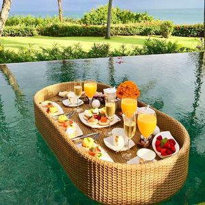Cesta Flotante de Mimbre Sintético para Desayuno en Piscina, Hotel o Resort, Fábrica en Vietnam - Product Image 1