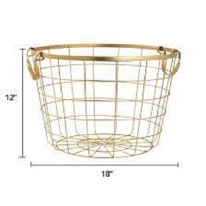 Large <b>Storage</b> <b>Basket</b> for Books and Food <b>Storage</b> Indian Black <b>Metal</b> Wire Mesh <b>Storage</b> <b>Basket</b> Black Powder Coating Color - Product Image 2