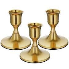 Bougeoir décoratif en métal doré Trio de supports coniques élégants pour la décoration de table à manger de mariage et les accents d'intérieur à la maison - Product Image 4