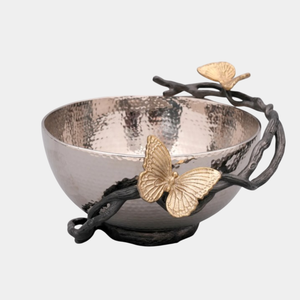 Bol de service finition en métal argenté de haute qualité avec saladier à la feuille d'or Décoration de maison et fêtes exclusives faites à la main - Product Image 2