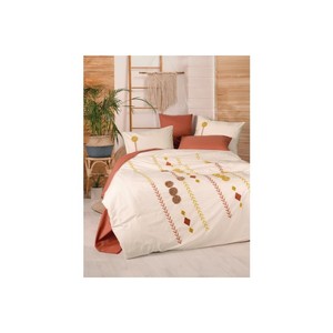 Juego de Funda Nórdica Doble de Algodón Amaris Terracotta con Bordado de Caja y Patrón Geométrico, 4 Piezas, Tamaño King, Cálido para Invierno, para el Hogar - Product Image 1