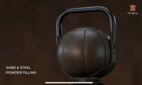 Geoffrey - Pesa Rusa de Acero de 4 kg a 16 kg con Asa de Cuero, Duradera, Portátil, en Caja, Balón Medicinal para Entrenamiento Físico, 100% Cuero Vacuno