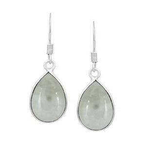 Boucles d'oreilles pendantes en argent sterling 925 massif, forme poire, bijoux tendance pour femmes, pour les fêtes - Product Image 1