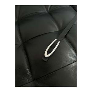 Cinturón Delgado Negro con Hebilla Plateada Larga para Mujer, Cinturón para Chaqueta, Cinturón para Camisa, Cinturón para Vestido - Negro-Plateado - Product Image 5