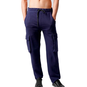 Pantalones de chándal de hombre lavados gruesos de 380 gramos en blanco impresos personalizados pantalones de chándal de algodón lavados con cordón de pierna recta - Product Image 1