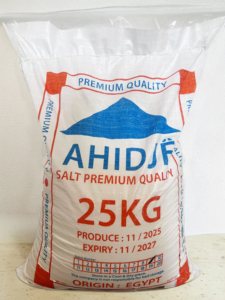 Sal del Mar Céltico Refinada en Polvo con 99% de Pureza |   Marca AHIDJE 25kg |   Yodina Opcional de Grado Alimenticio, Origen Egipto |   Logotipo Personalizado Certificado por HACCP - Product Image 4