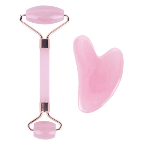 Rouleau de visage en jade naturel Outil de massage Guasha Masseur facial Logo personnalisé Rouleau de jade et ensemble de pierres Gua Sha - Product Image 1