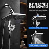 Système de douche magnétique chromé haut de gamme avec pommeau de douche carré de 12 pouces et douchette à main 2-en-1 à 9 modes, installation facile