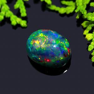Cabochon d'opale fumé noir de feu de couleur envoûtante 12x10mm AAA + ovale d'opale éthiopienne noire pour la fabrication de bijoux - Product Image 2