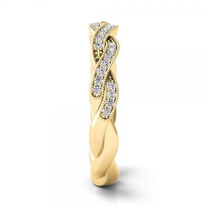 14k Yellow <b>Gold</b> Diamond Twisted Bridal <b>Set</b> 0.42ct Diamond <b>Rings</b> - Product Image 4