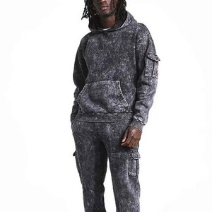 Wholesale Low Price Acid Wash Tracksuits Winter 100% Cotton Fleece High Quality New Arrival for Men - Product Image 3