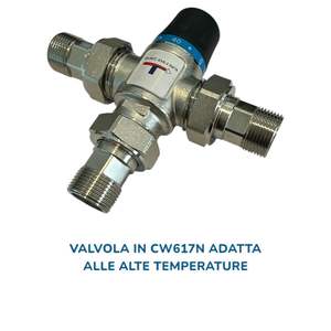 Válvula Mezcladora Termostática HM Solar de Latón Cromado de 1 Pulgada con Roscas Macho de 3/4 Pulgadas, 3 Extensiones, Control de Temperatura de 35-60°C, Alta Calidad - Product Image 1