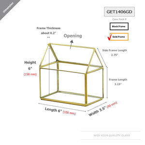 GET1406GD - กระถางแก้วทรงเรขาคณิต Gold House - สูง 6 นิ้ว - Product Image 2