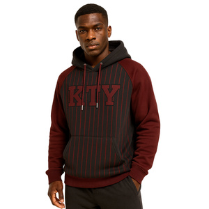 Sudadera con capucha negra KAP, mangas raglán granate, mezcla de algodón a rayas, ropa de fraternidad griega, Divine Nine HBCU, Merch griego - Product Image 1