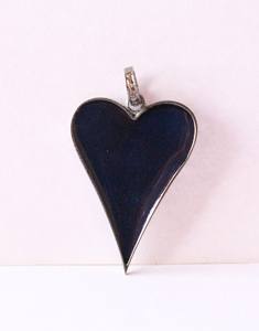 Corazón azul esmalte pavé diamante colgante 925 plata esterlina estilo Vintage negro rodio plateado 35x25MM para fiesta de boda - Product Image 2
