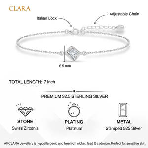 NOVAMART Fine <b>Silver</b> Livia Solitaire Adjustable Chain <b>Bracelet</b> with Diamond Pearl Zircon Rhodium Plated Religious <b>Charm</b> for Gift - Product Image 5
