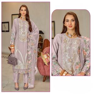 ORGANZA EMBROIDERED WITH HAND WORK PAKISTANI STYLE DRESS MATERIAL PERFECT FOR PAKISTANI COLLECTION - Product Image 2